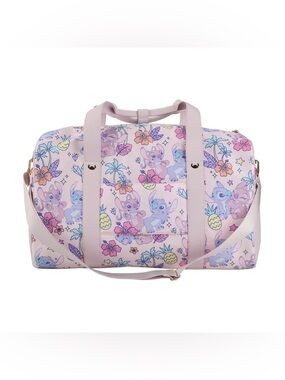 NWT Disney Stitch & Angel tropical floral Print Weekend Duffel Bag